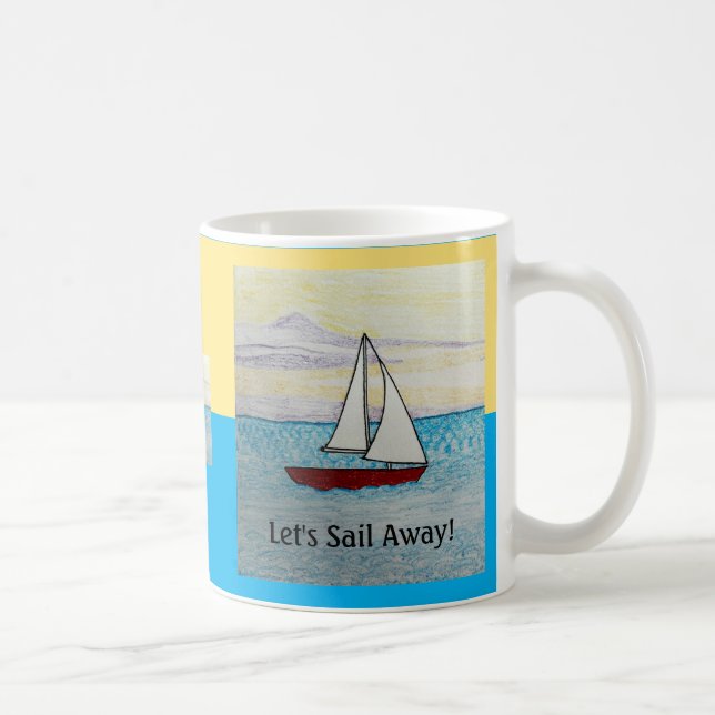 De Café Vamos Para Longe! Caneca Red Sailboat (Direita)