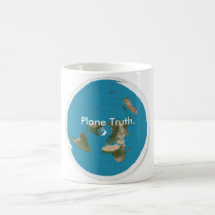 De Café Verdade plana. Caneca equidistante, lisa Azimuthal