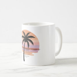 De Café Vibes da Praia ao Pôr do Sol – Caneca Desenhada à