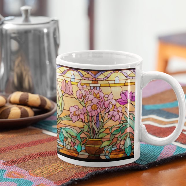 De Café Vidro escondido versão 11 caneca (Stained Glass Art version 11 Mug
)