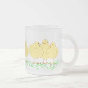 De Café Vidro Jateado 3 pintinhos do bebê (ver-através da caneca gelad
