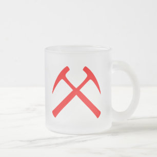 De Café Vidro Jateado A rocha cruzada vermelho martela a caneca