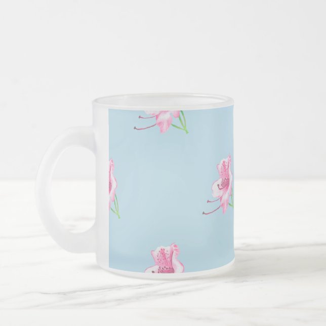 De Café Vidro Jateado Caneca azul com Lilly's rosa  (Esquerda)