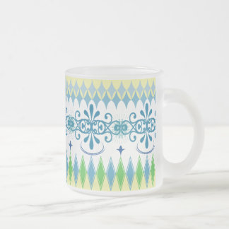 De Café Vidro Jateado Caneca azul étnica 02
