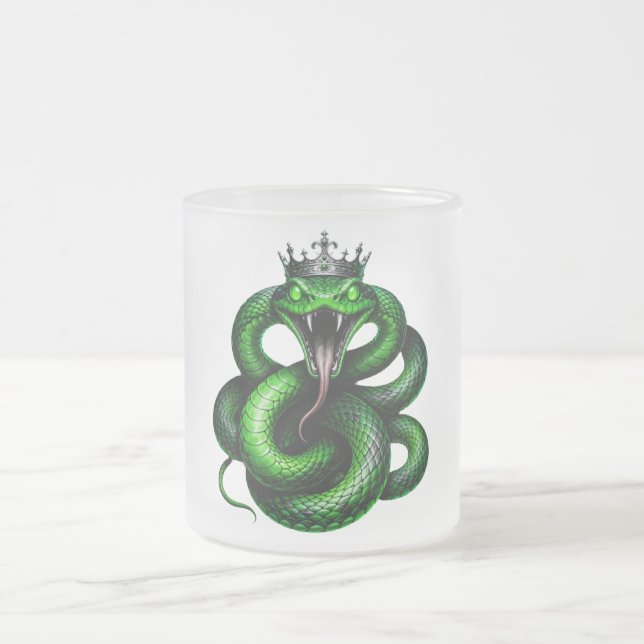 De Café Vidro Jateado Caneca Branca com Serpente Verde Coroada (Centro)