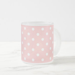 De Café Vidro Jateado Caneca cor-de-rosa com bolinhas brancas