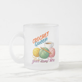 De Café Vidro Jateado Caneca Crochet Queen Personalizada - Nome Personal