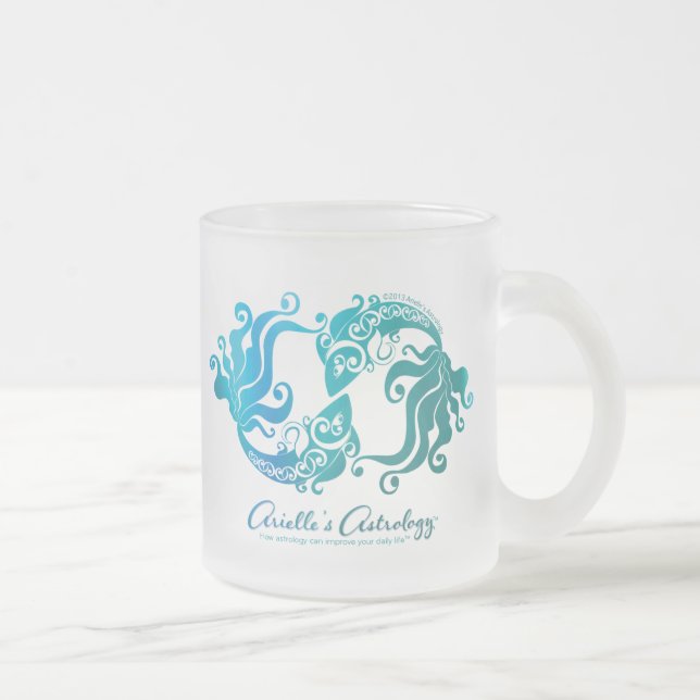 De Café Vidro Jateado Caneca da astrologia dos peixes (Direita)