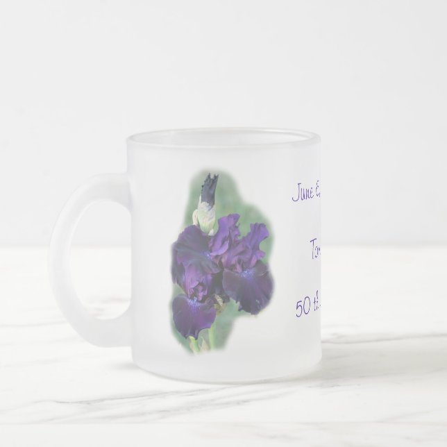 De Café Vidro Jateado caneca da íris do aniversário do th 50, mudança do (Esquerda)