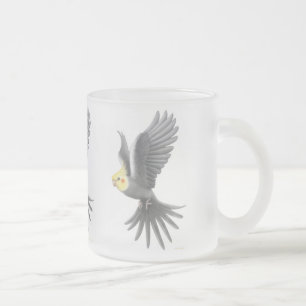 De Café Vidro Jateado Caneca do Cockatiel do vôo