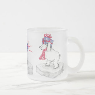De Café Vidro Jateado Caneca do fosco dos ursos polares!