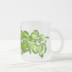 De Café Vidro Jateado Caneca do hibiscus da aguarela
