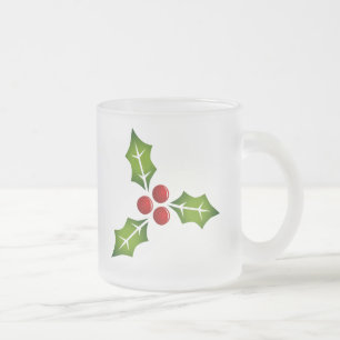 De Café Vidro Jateado Caneca do Natal das bagas do azevinho