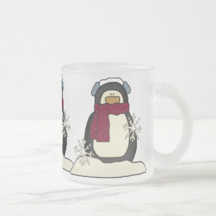 De Café Vidro Jateado Caneca do pinguim do Natal