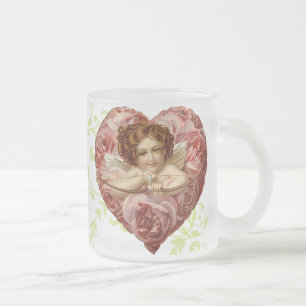 De Café Vidro Jateado Caneca dos namorados do querubim do Victorian
