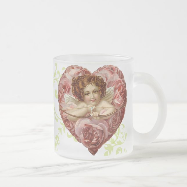 De Café Vidro Jateado Caneca dos namorados do querubim do Victorian (Direita)