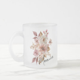 De Café Vidro Jateado Caneca Floral Aquarela Personalizada