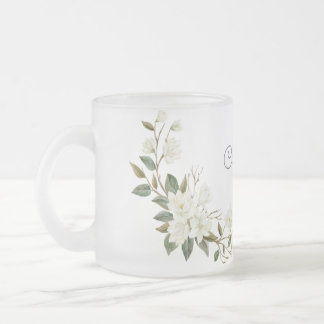 De Café Vidro Jateado Caneca Floral Branca Personalizada, Nome Personali