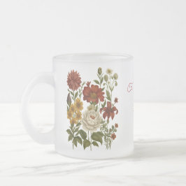 De Café Vidro Jateado Caneca Floral Vintage Personalizada, Presente com