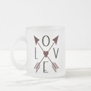 De Café Vidro Jateado Caneca Fosca com Amor Personalizado e Flechas