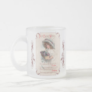 De Café Vidro Jateado Caneca Geada da Garota da Páscoa Vintage com Touca
