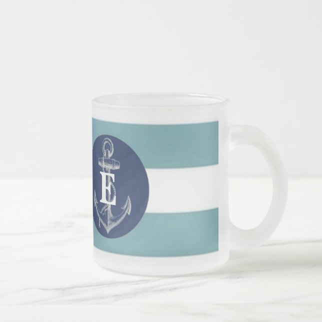 De Café Vidro Jateado Caneca - inicial náutica (Direita)