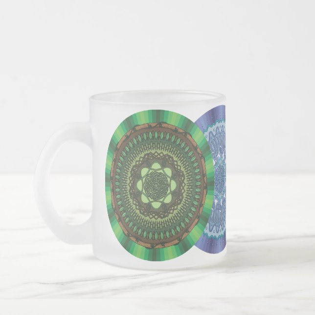 De Café Vidro Jateado Caneca Mandalas dos Elementos (Esquerda)