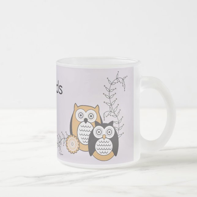 De Café Vidro Jateado Caneca moderna das corujas (Direita)