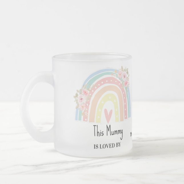 De Café Vidro Jateado Caneca Personalizada da Mamãe com Nome e Arco-íris (Esquerda)