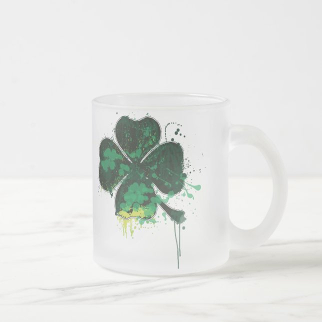 DE CAFÉ VIDRO JATEADO CANECA PINTADA DO TREVO (Direita)