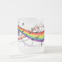 De Café Vidro Jateado Caneca preta do fosco das notas musicais do