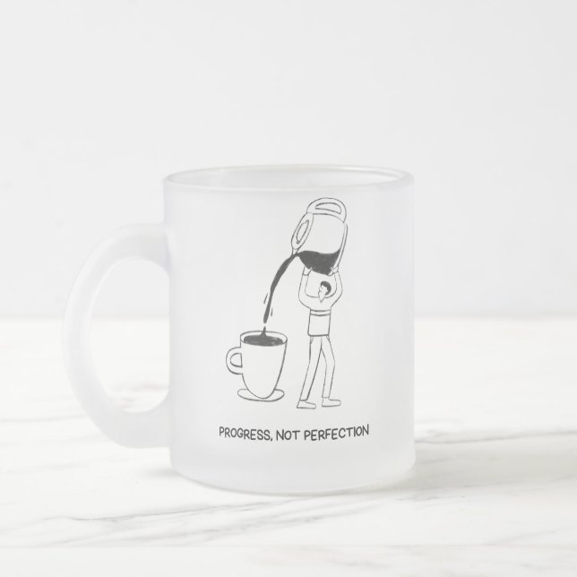 De Café Vidro Jateado Caneca Progresso. Não Perfeição (Esquerda)