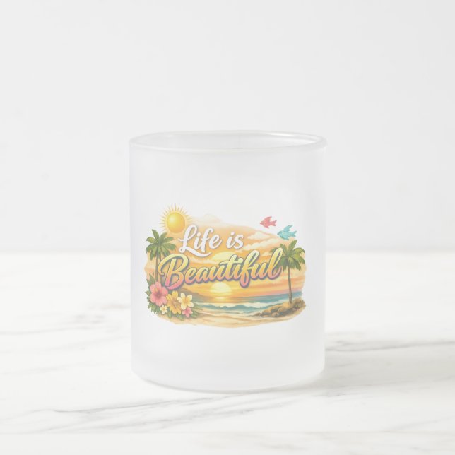 De Café Vidro Jateado Caneca Tropical Vida é Bela (Centro)