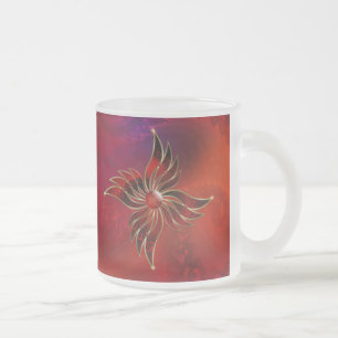 De Café Vidro Jateado Caneca Vermelha como a Chama