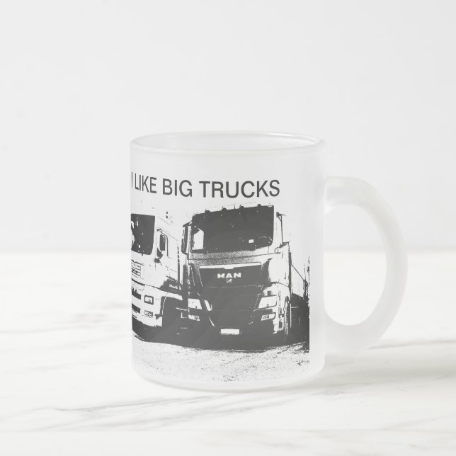 De Café Vidro Jateado Eu gosto da caneca grande dos caminhões (Direita)