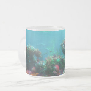 De Café Vidro Jateado Flores da caneca marítima
