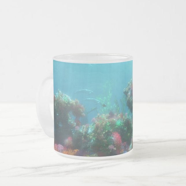De Café Vidro Jateado Flores da caneca marítima (Frente Esquerda)