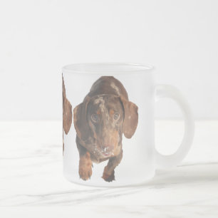 De Café Vidro Jateado O chocolate Dapple a caneca do fosco do Dachshund