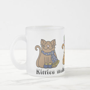 De Café Vidro Jateado Os gatinhos fazem a caneca do aquecedor do inverno