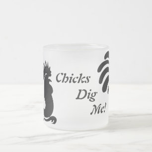 De Café Vidro Jateado Os "pintinhos escavam-me" caneca estilizado do