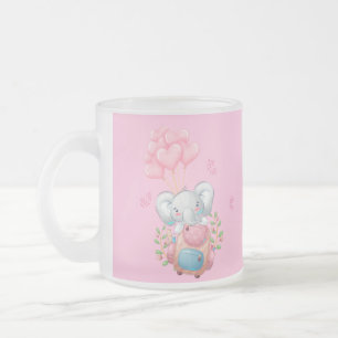 De Café Vidro Jateado Personalize   Caneca Elefante Rosa Fofa