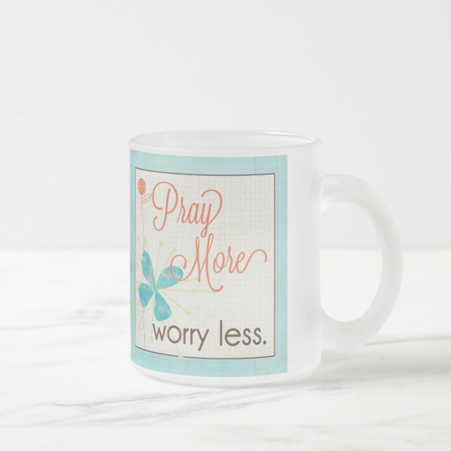 De Café Vidro Jateado Pray mais preocupação menos caneca feita sob (Direita)