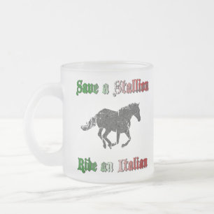 De Café Vidro Jateado Salvar um passeio do garanhão uma caneca italiana