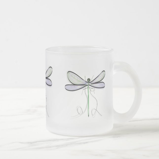 DE CAFÉ VIDRO JATEADO UM SIMPLES CANECA GELO COM LIBÉLULA (Direita)