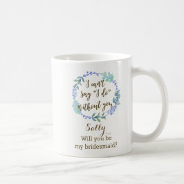 De Café você será minha caneca floral azul da grinalda da