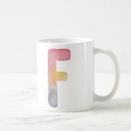 DE CAFÉ WATERCOLOR ALPHABET MONOGRAMA LETRA 'F' | CANECA
