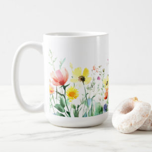De Café Watercolor Floral Artística 🌺 caneca 15oz