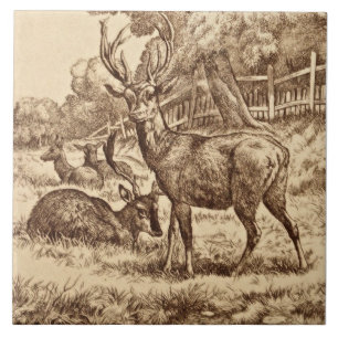 De Cerâmica 1879 William Wise Animal Series Deer Azulejo Repro