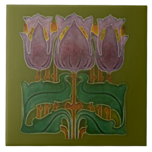 De Cerâmica 1900 Art Nouveau Poppy Azulejo Antique Reproduçã