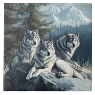 De Cerâmica 3 Lobos Relaxando Azulejo ou Porta-Copos